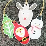 Tarjetas troqueladas Navidad Santa con cinta dorada 12u